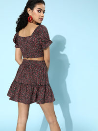 Berrylush Black Floral Co-ord Dress