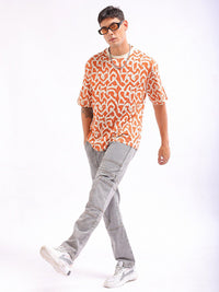 The Indian Garage Co Men All Over Printed Boxy Oversized Round Neck T-shirt