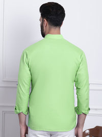 SOJANYA Men Green Solid Straight Kurta