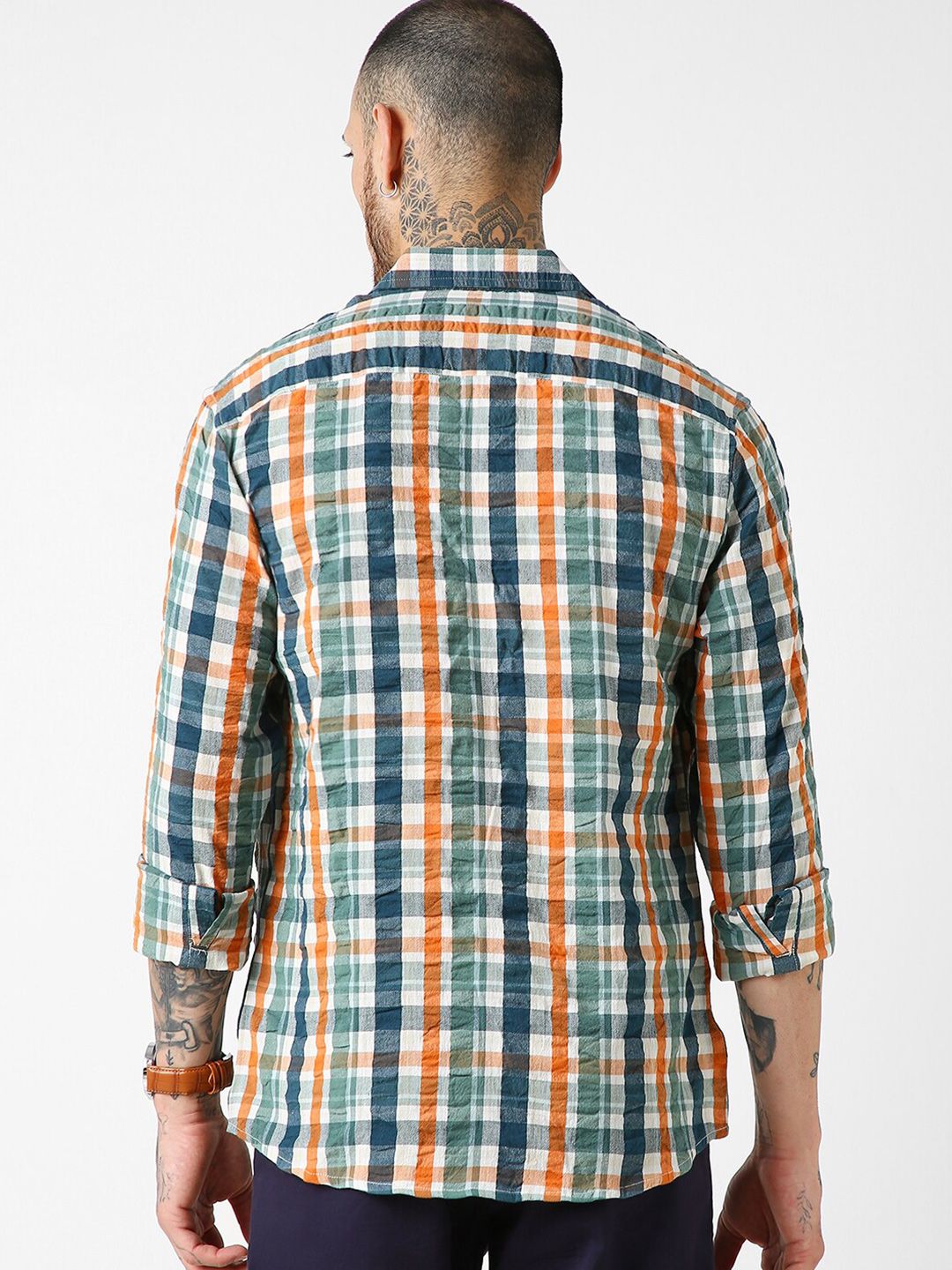 VASTRADO Men Classic Slim Fit Tartan Checks Checked Casual Shirt
