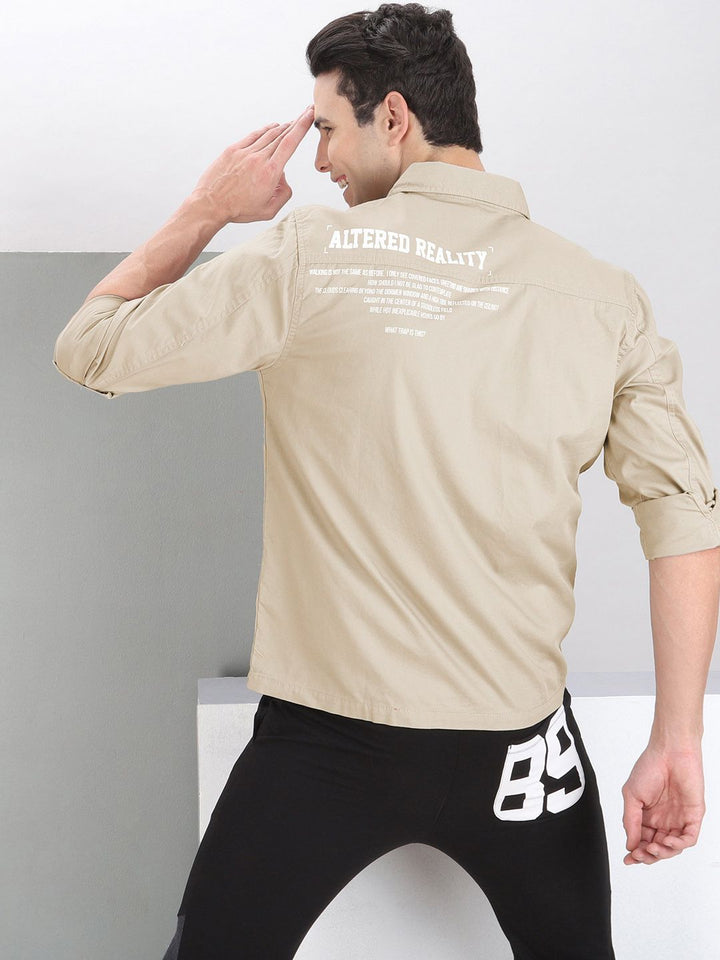 The Indian Garage Co Men Utililty Regular Fit Solid Shirt with Double flap Pocket