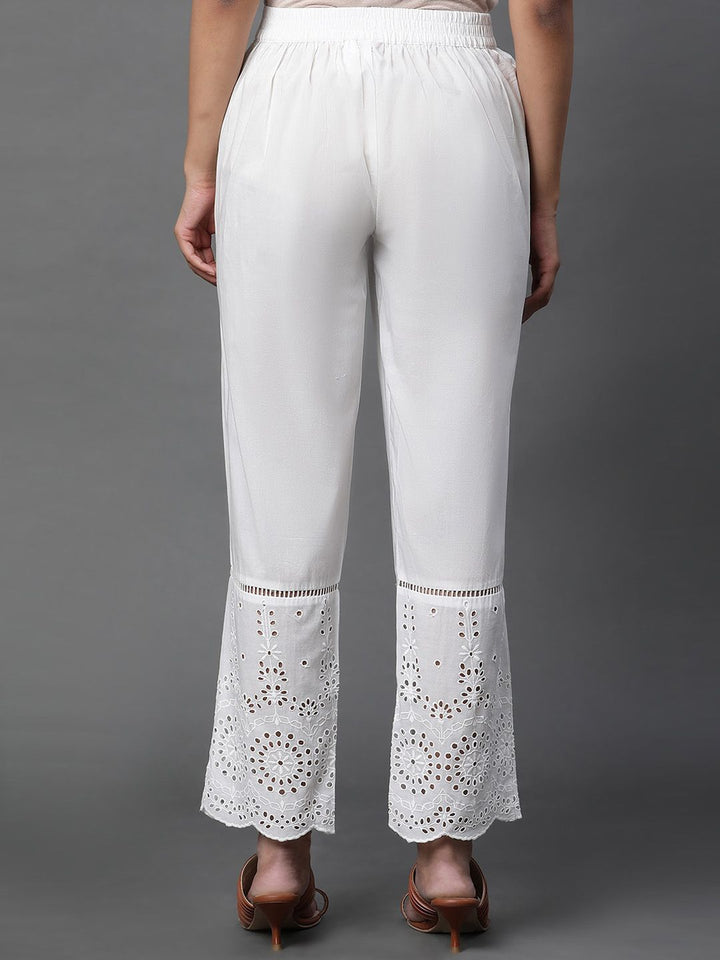 W Women Pure Cotton Straight Fit Cigarette Trousers