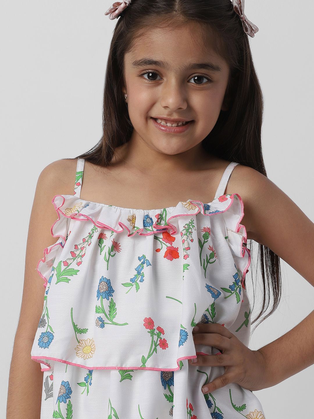 Nauti Nati Girls Floral Print Layered A-Line Dress