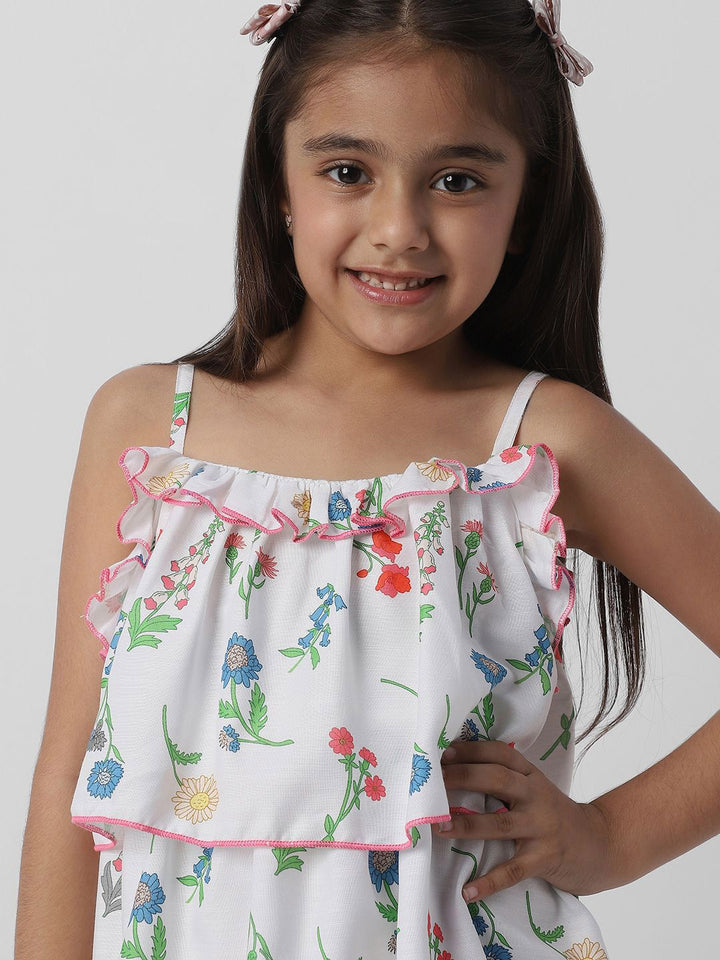 Nauti Nati Girls Floral Print Layered A-Line Dress