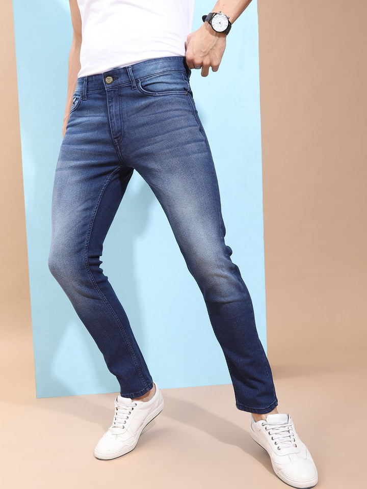The Indian Garage Co Men Blue Slim Fit Low-Rise Clean Look Stretchable Jeans