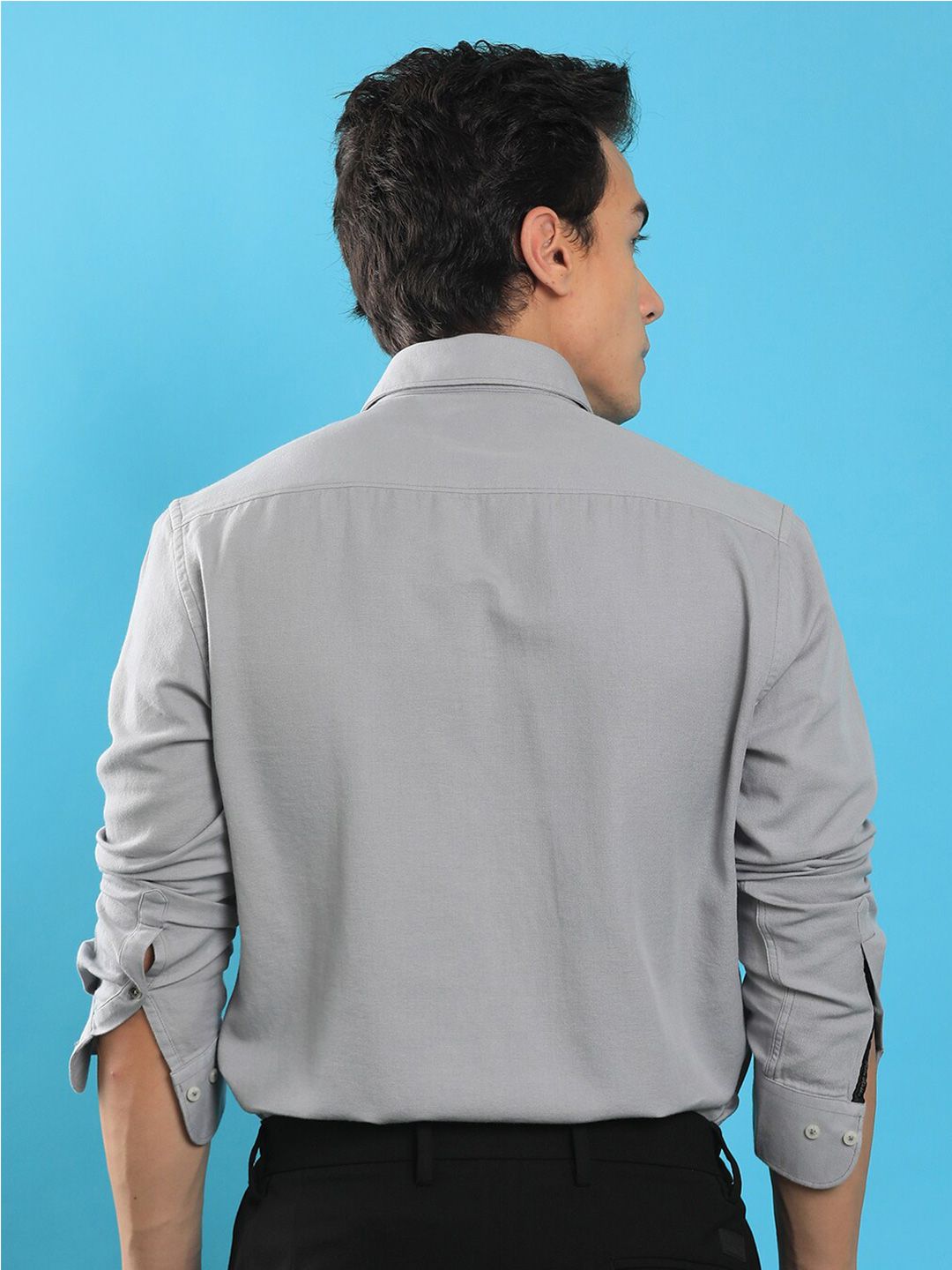 RARE RABBIT Men Otago Spread Collar Slim Fit Cotton Formal Shirt
