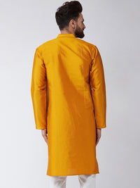 SOJANYA Lelaki Mustard Tenun Kuning Design Kurta Lurus