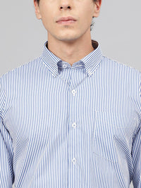 Hancock Standard Slim Fit Striped Button-Down Collar Pure Cotton Casual Shirt