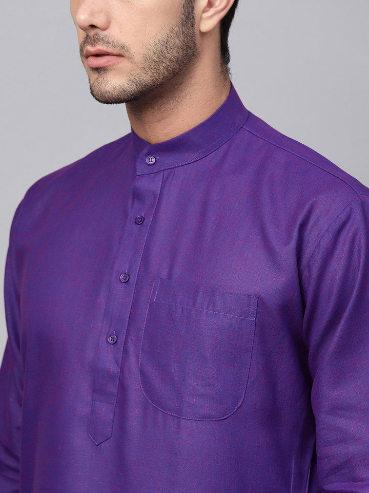 SOJANYA Lelaki Ungu Solid Kurta Lurus