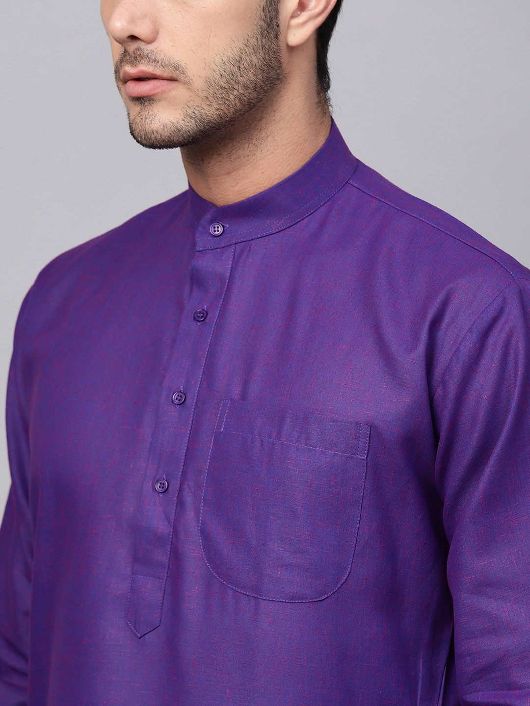 SOJANYA Lelaki Ungu Solid Kurta Lurus