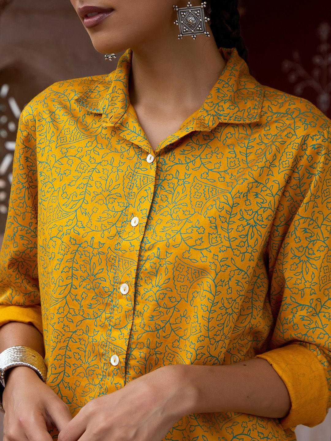 House of Chikankari Women Mustard Yellow Cotton Co-Ord Set