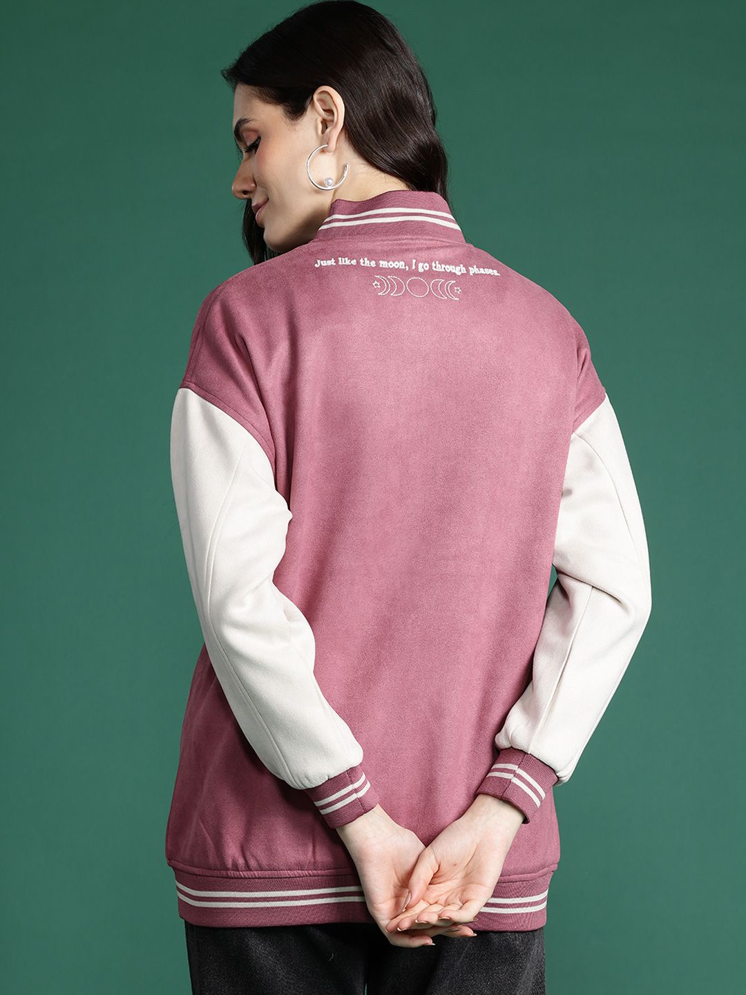 DressBerry Typography Colourblocked Varsity Jacket