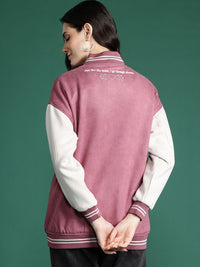 DressBerry Typography Colourblocked Varsity Jacket