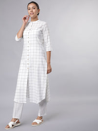 Vishudh Women White Regular Pure Cotton Kurta with Trousers
