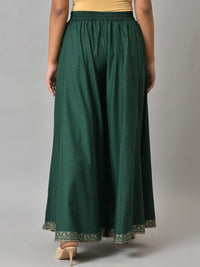 W Women Green Polka Dots Printed Wide Leg Palazzos