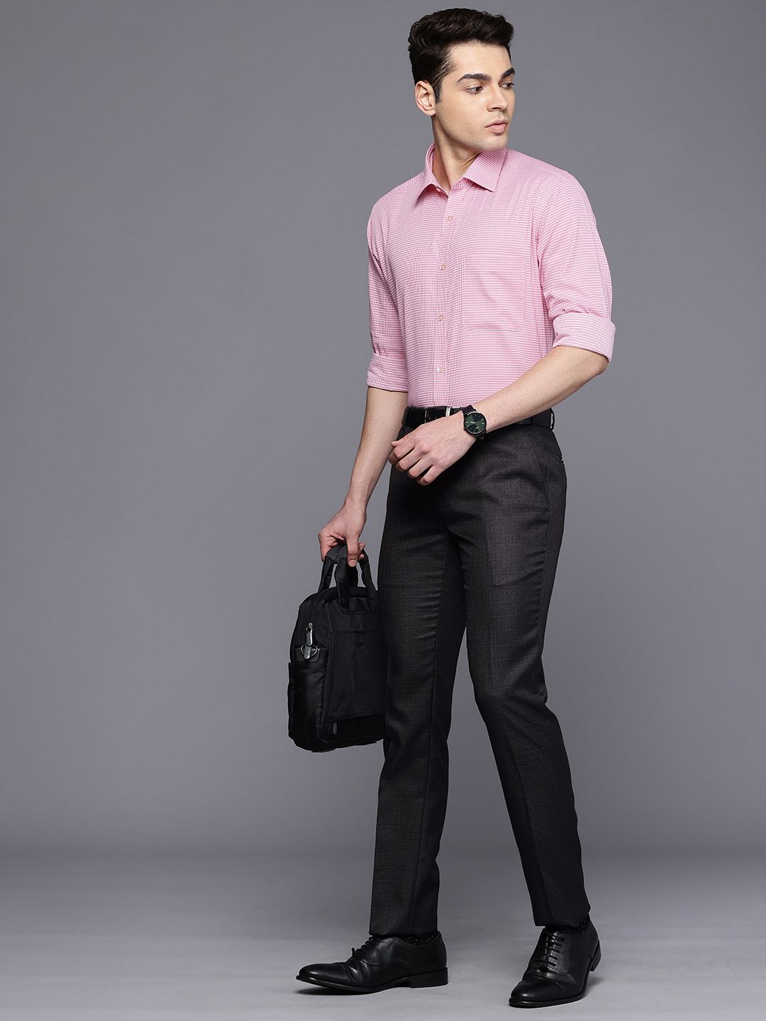 Raymond Men Textured Slim Fit Formal Trousers