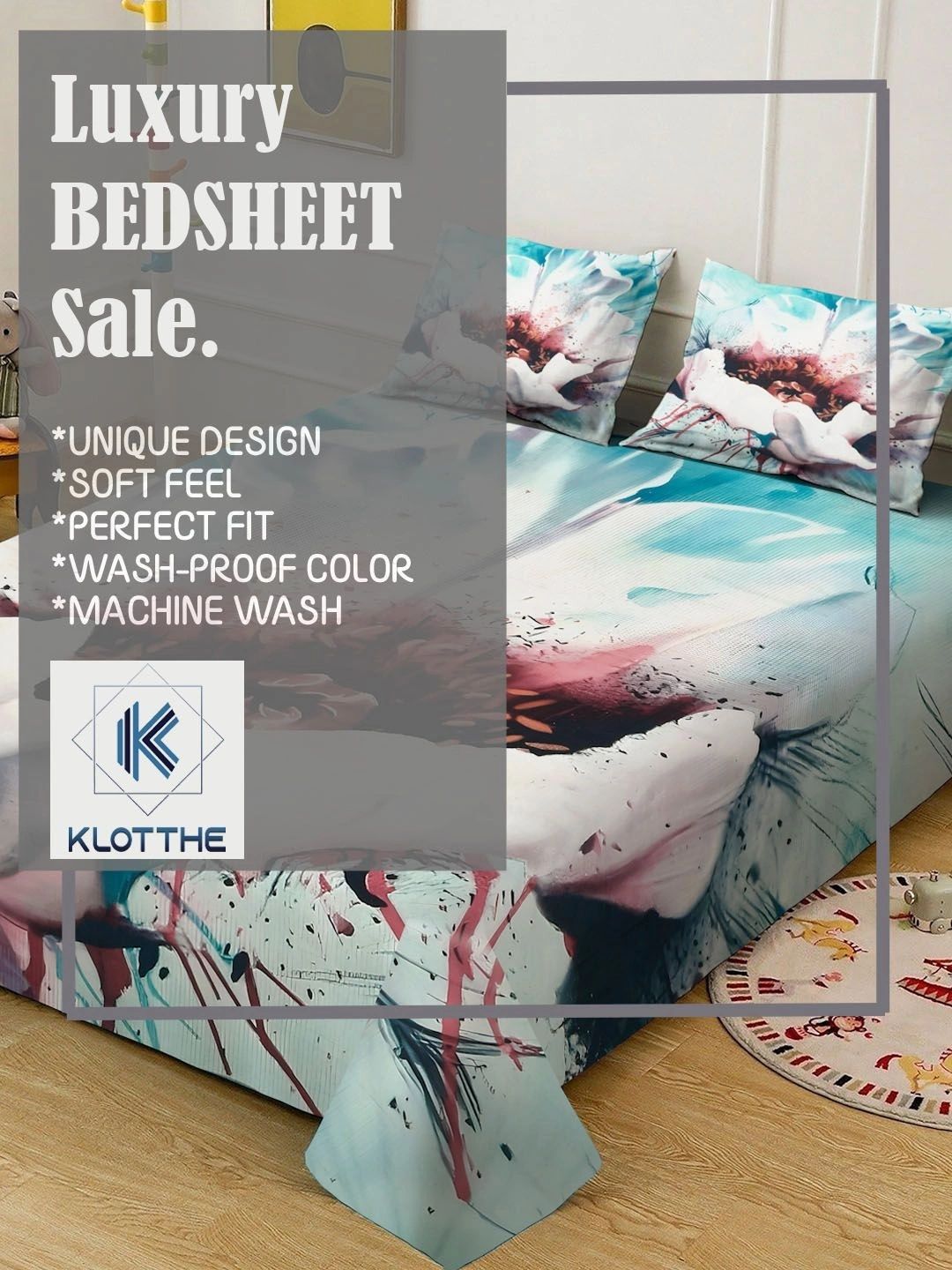 Moda Rapido X KLOTTHE Cadar 400 TC Bunga Hijau & Merah Jambu dengan 2 Sarung Bantal