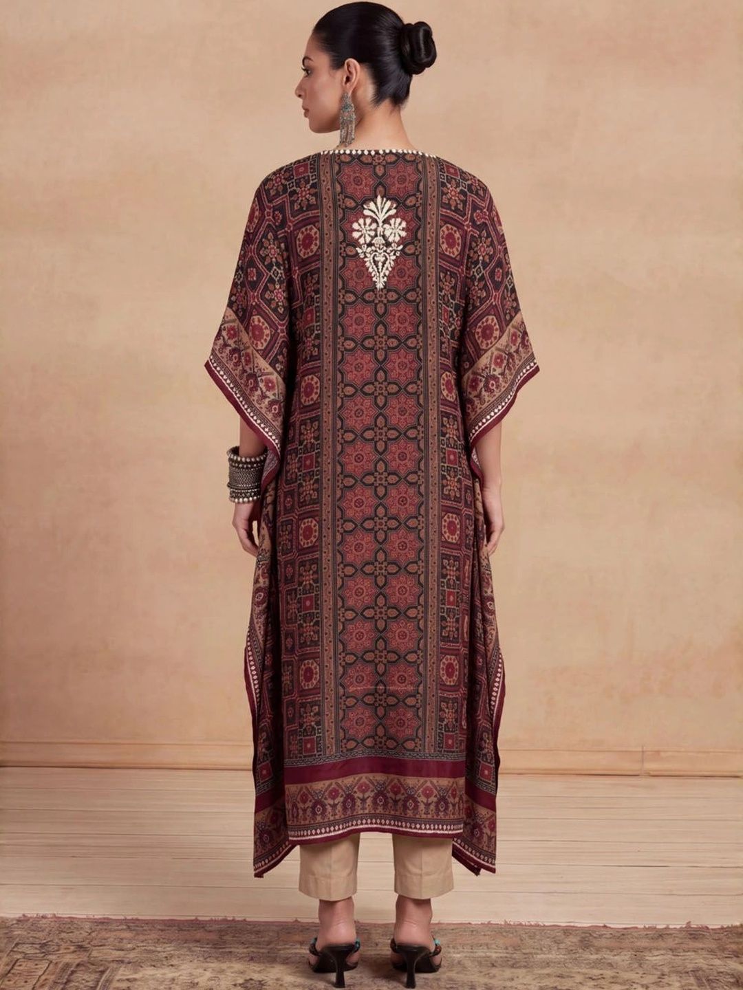 House of Chikankari Women Thread Work Crepe Kaftan Kurta