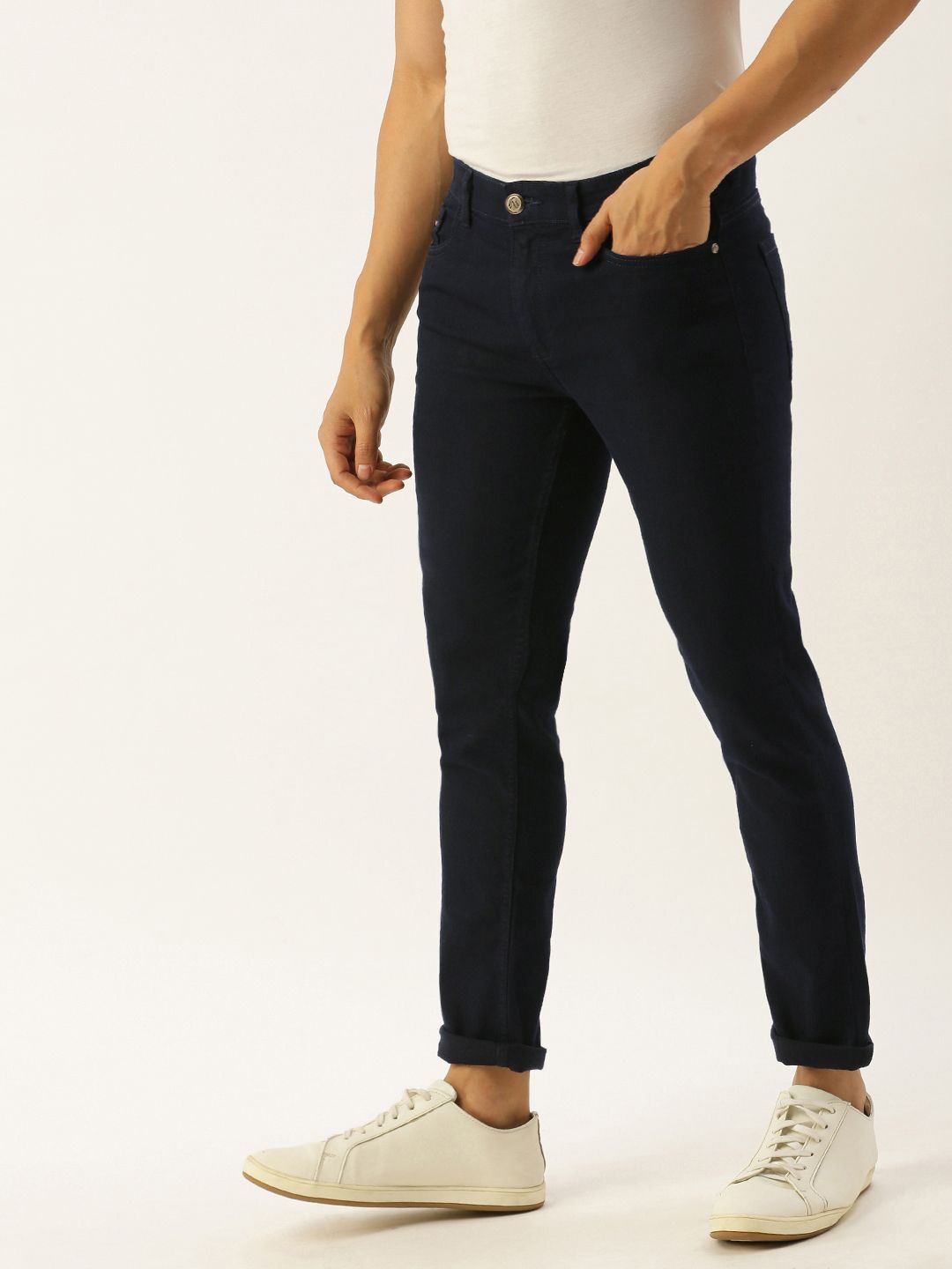 The Indian Garage Co Men Blue Slim Fit Low-Rise Clean Look Stretchable Jeans