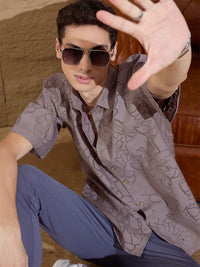 DENNISON Men Semi Sheer Floral Printed Oversized Shirt