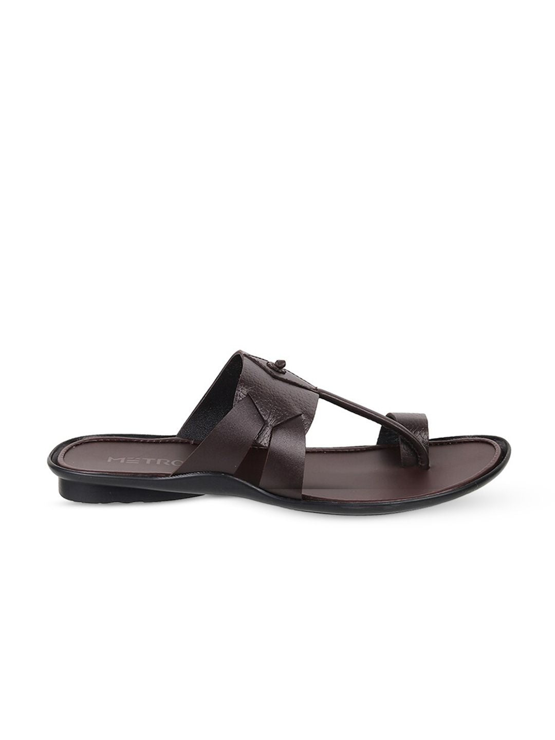 Metro Men Textured Leather One Toe Comfort Sandals