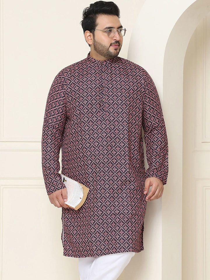 SOJANYA PLUS Motif Etnik Kurta Cotton Printed