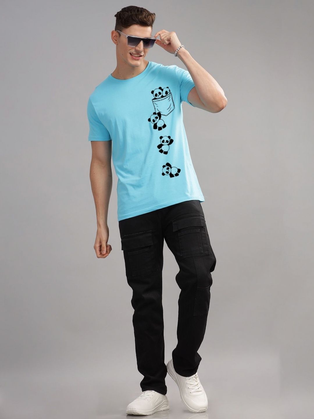 ADRO Men Typography Printed Extended Sleeves Applique T-shirt