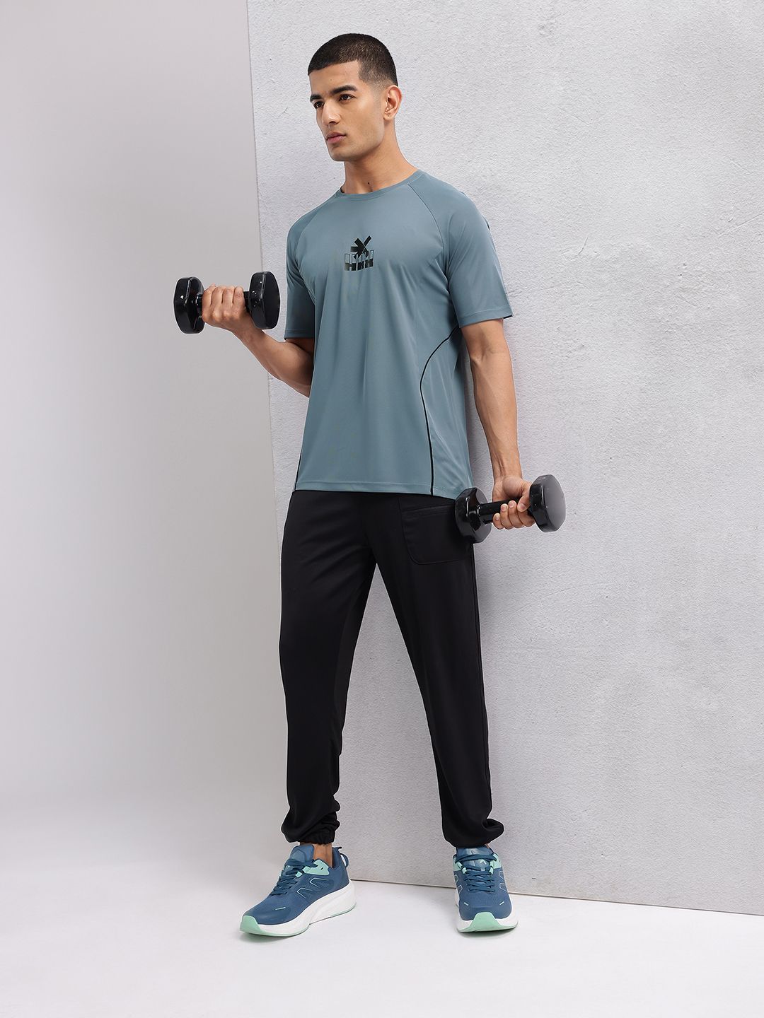 HRX by Hrithik Roshan Brand Logo Printed Raglan Sleeves Rapid-Dry Training T-shirt