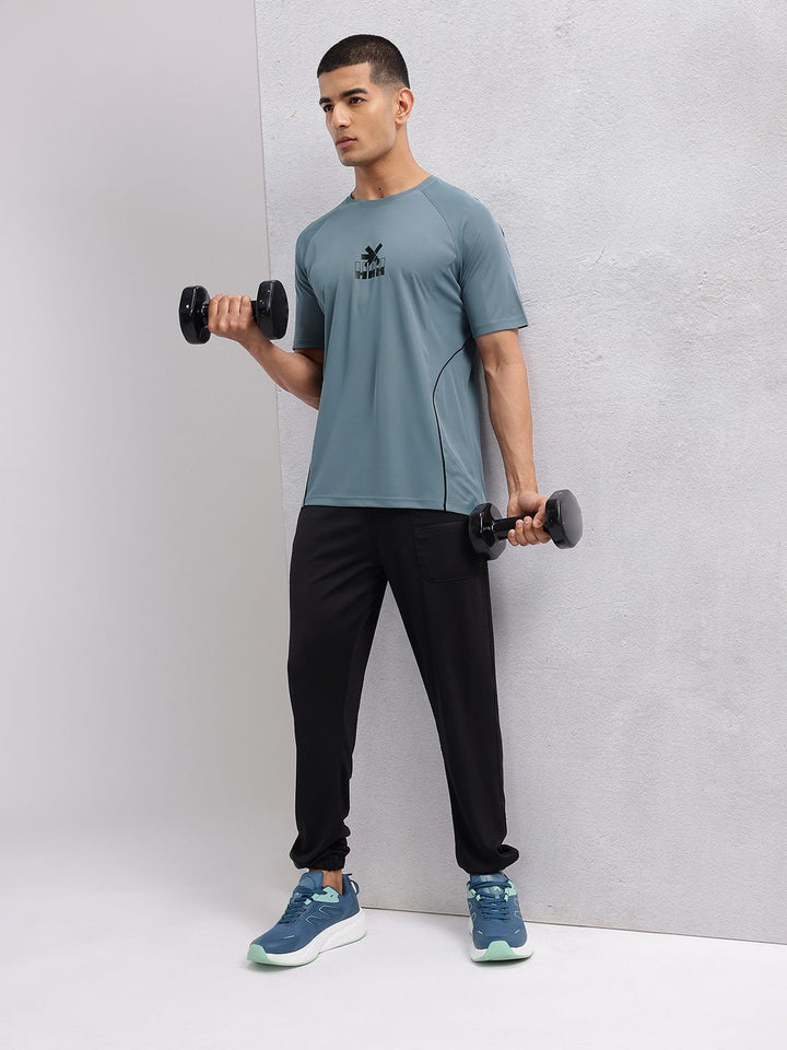HRX by Hrithik Roshan Brand Logo Printed Raglan Sleeves Rapid-Dry Training T-shirt