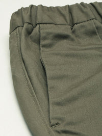 Mr Bowerbird Men Olive Green Slim Fit Solid Cropped Chinos