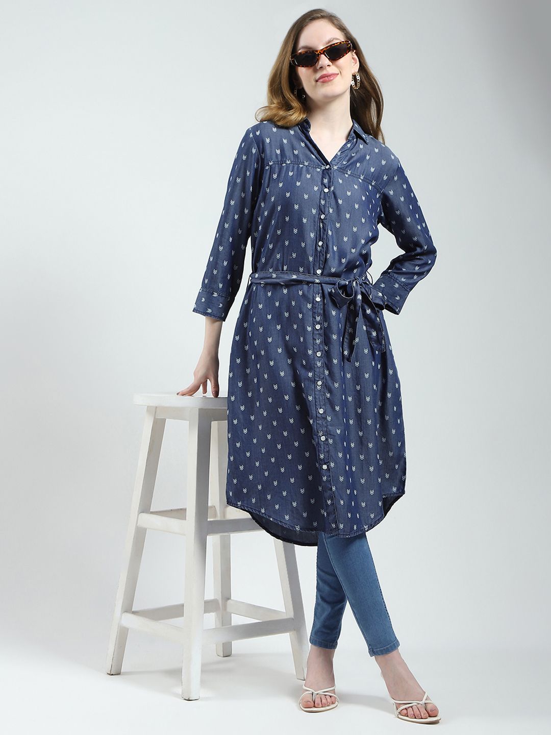 Monte Carlo Printed Shirt Collar A-Line Kurta