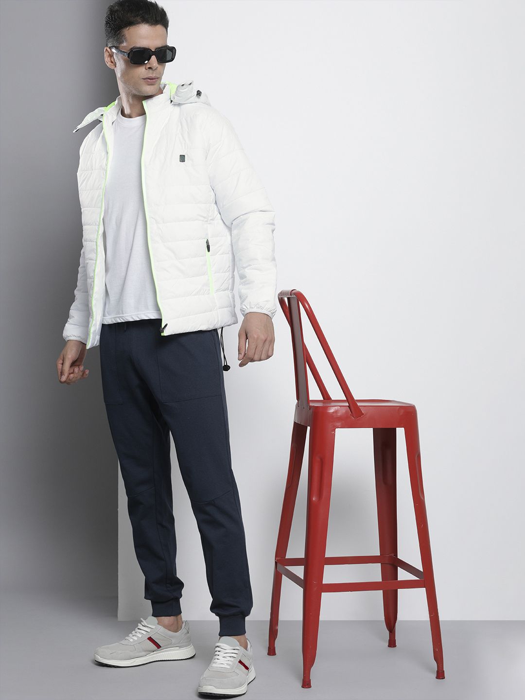 The Indian Garage Co Men Zip-Front Puffer Jacket with Detachable Hood
