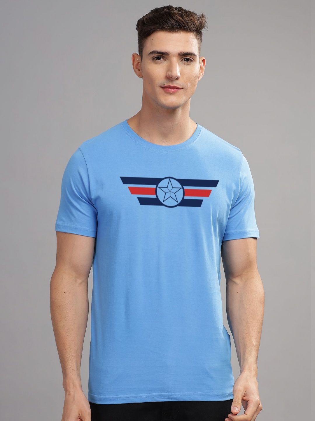 ADRO Men Printed Raw Edge T-shirt