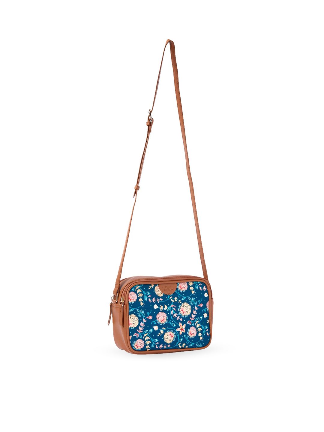 TEAL BY CHUMBAK Floral Printed Structured Sling Bag