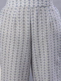 W Women White Geometric Printed Pure Cotton Trouser
