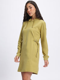 DressBerry Utility Weave Belted Hooded Sweatshirt Dress