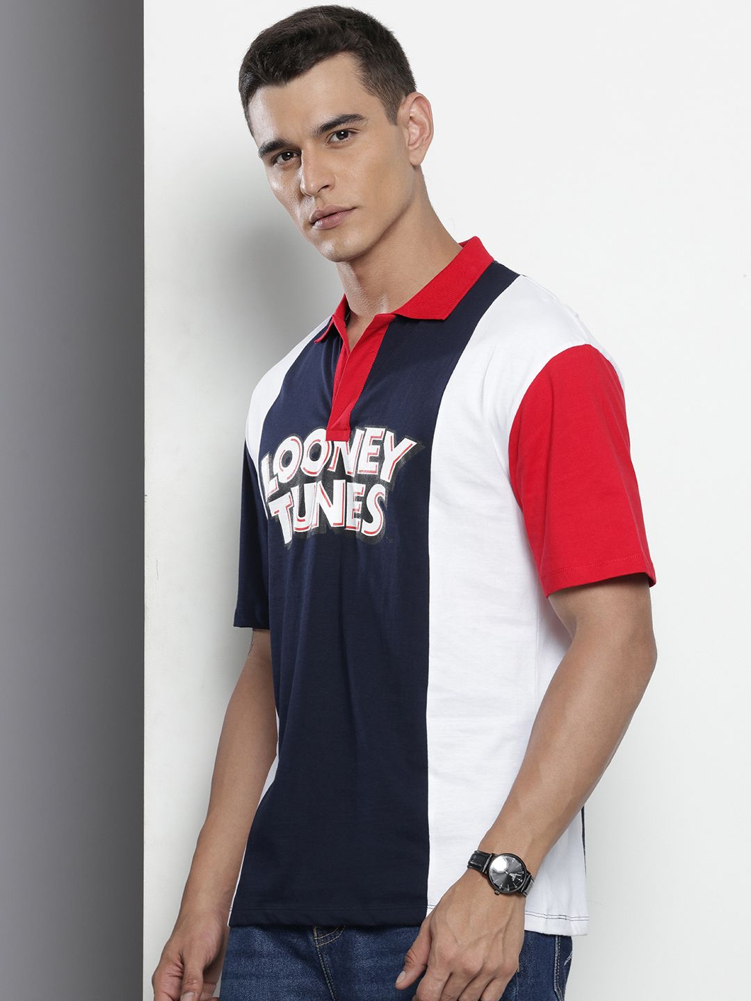 The Indian Garage Co Bugs Bunny Printed Drop-Shoulder Sleeves Pure Cotton Boxy T-shirt