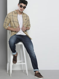 The Indian Garage Co Men Mustard Yellow Checked Casual Shirt