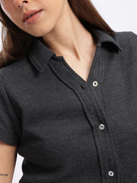 DressBerry Playful Shirt Collar Crop Top