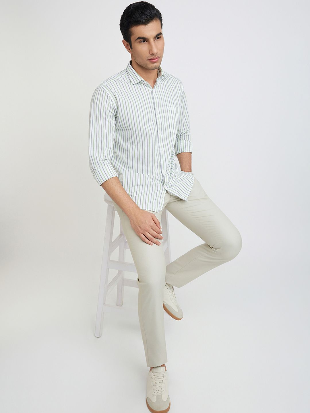 Park Avenue Men Pure Cotton Slim Fit Opaque Striped Casual Shirt