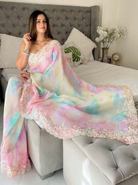 Saree mall Embellished Sequinned Poly Georgette Sarees
