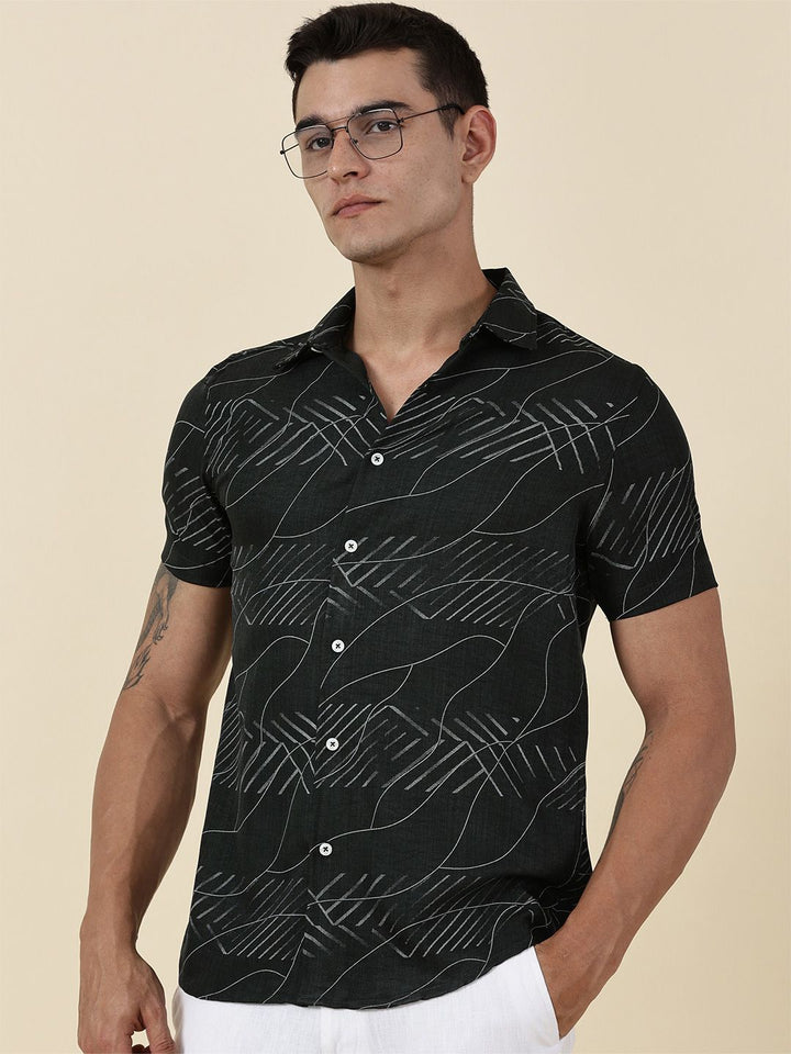 Thomas Scott Men Classic Slim Fit Opaque Printed Casual Shirt