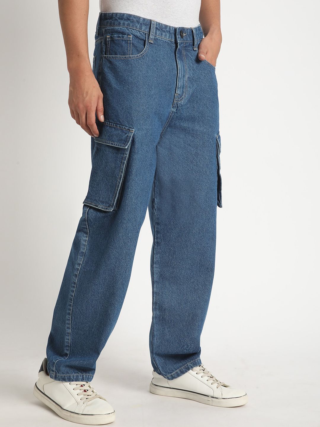 Bene Kleed Men Mid Rise Baggy Fit Cargo Jeans
