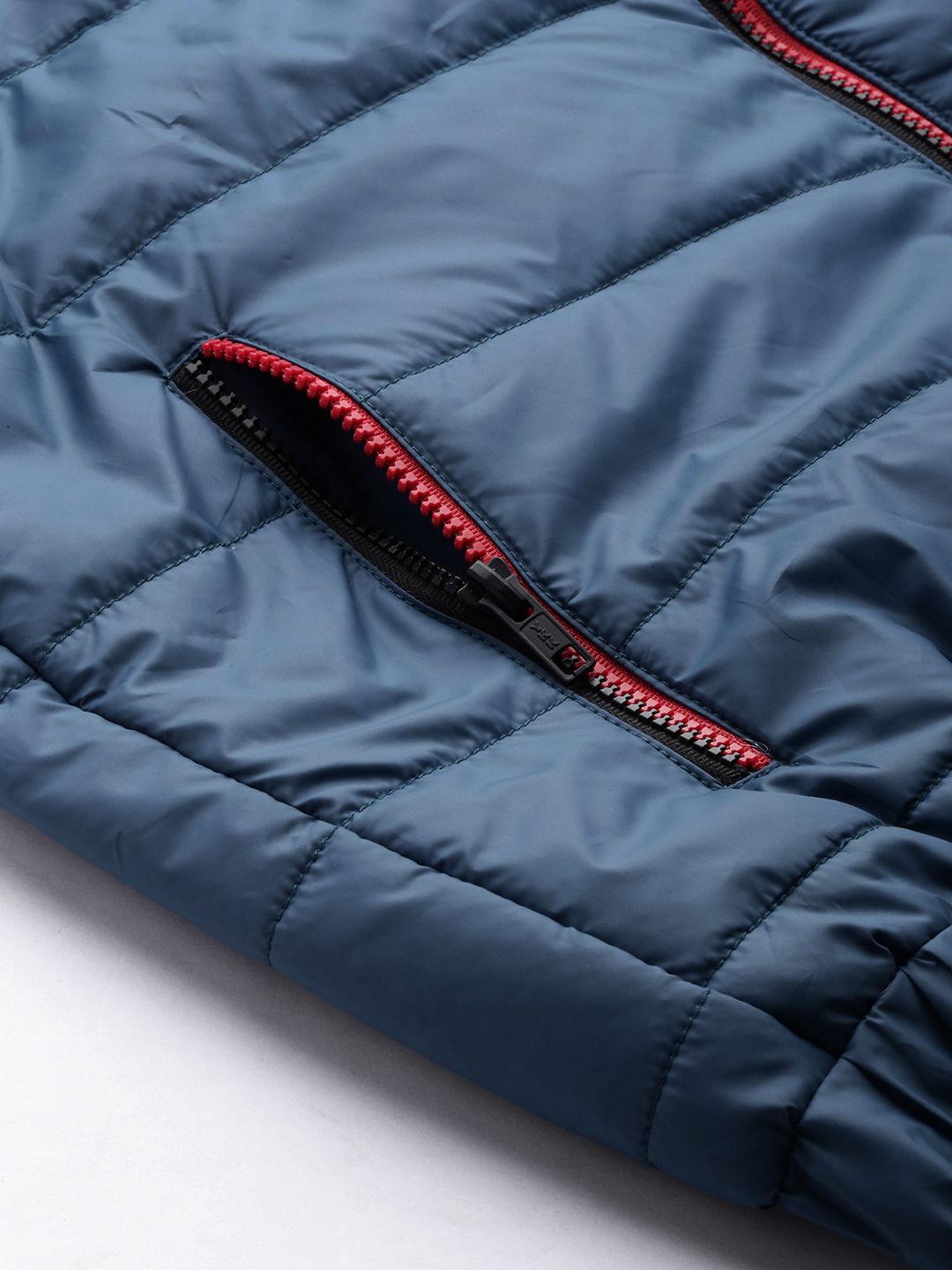 The Indian Garage Co Men Colourblock Puffer Jacket with Detachable Hood
