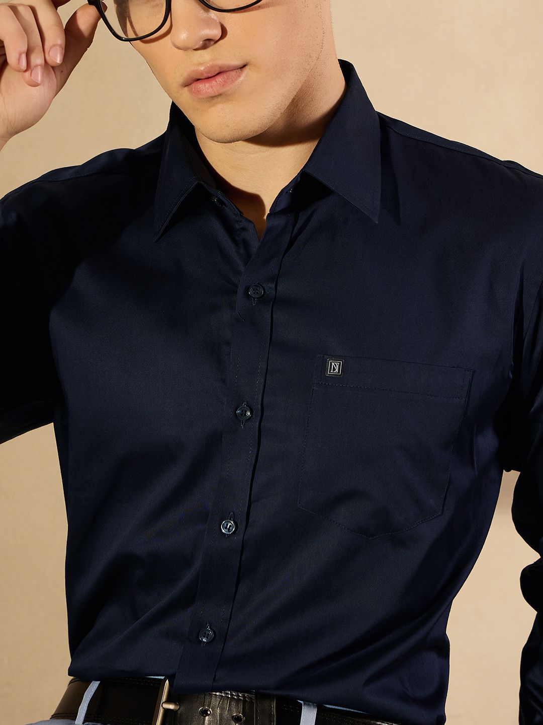 DENNISON Smart Solid Opaque Pure Cotton Satin Shirt