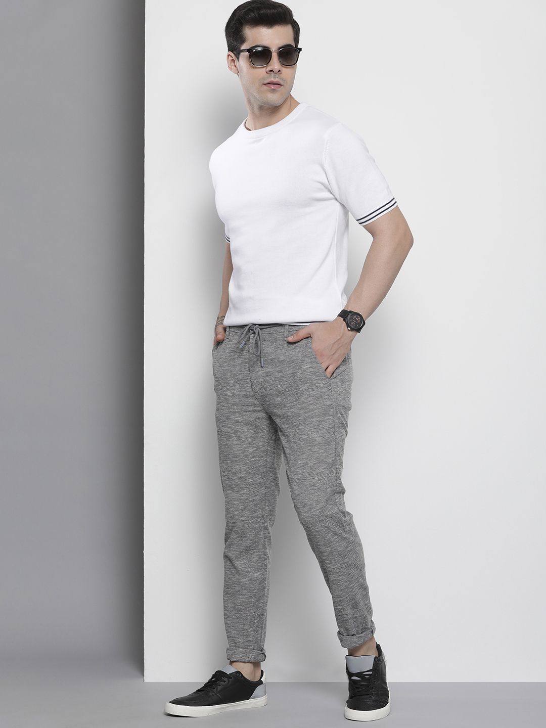 The Indian Garage Co Men Grey Joggers Trousers