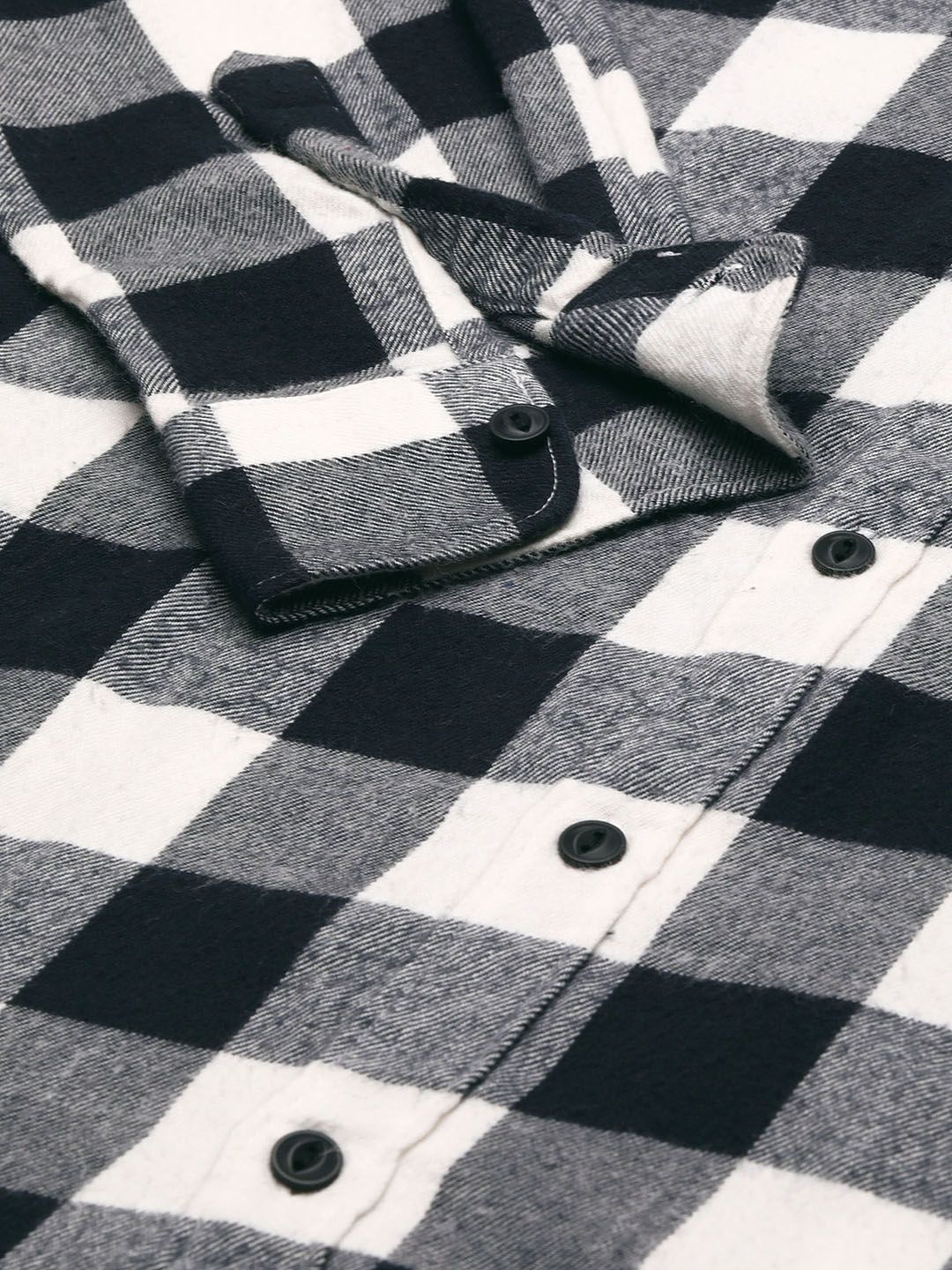 THE BEAR HOUSE Men Black Slim Fit Pure Cotton Checked Casual Shirt