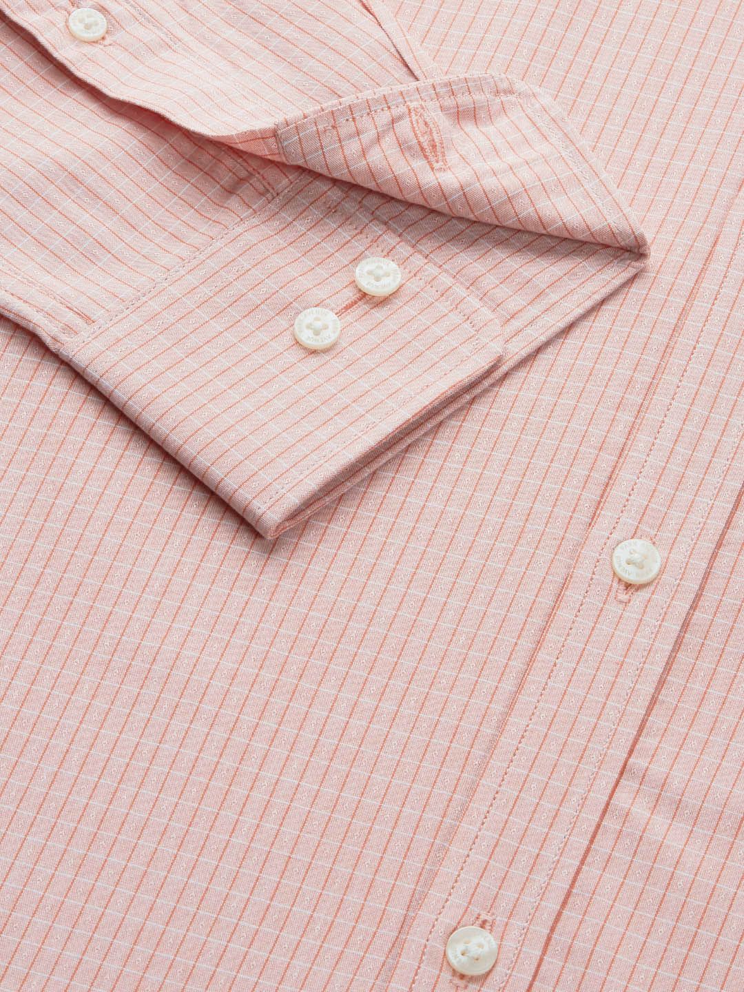 Park Avenue Men Dusty Pink Slim Fit Checked Pure Cotton Formal Shirt