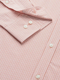 Park Avenue Men Dusty Pink Slim Fit Checked Pure Cotton Formal Shirt