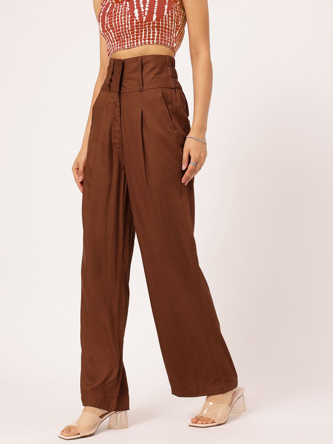 DressBerry Women Flare Flair Wide Waistband Trousers